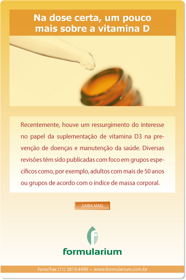 Na dose certa, um pouco mais sobre a vitamina D